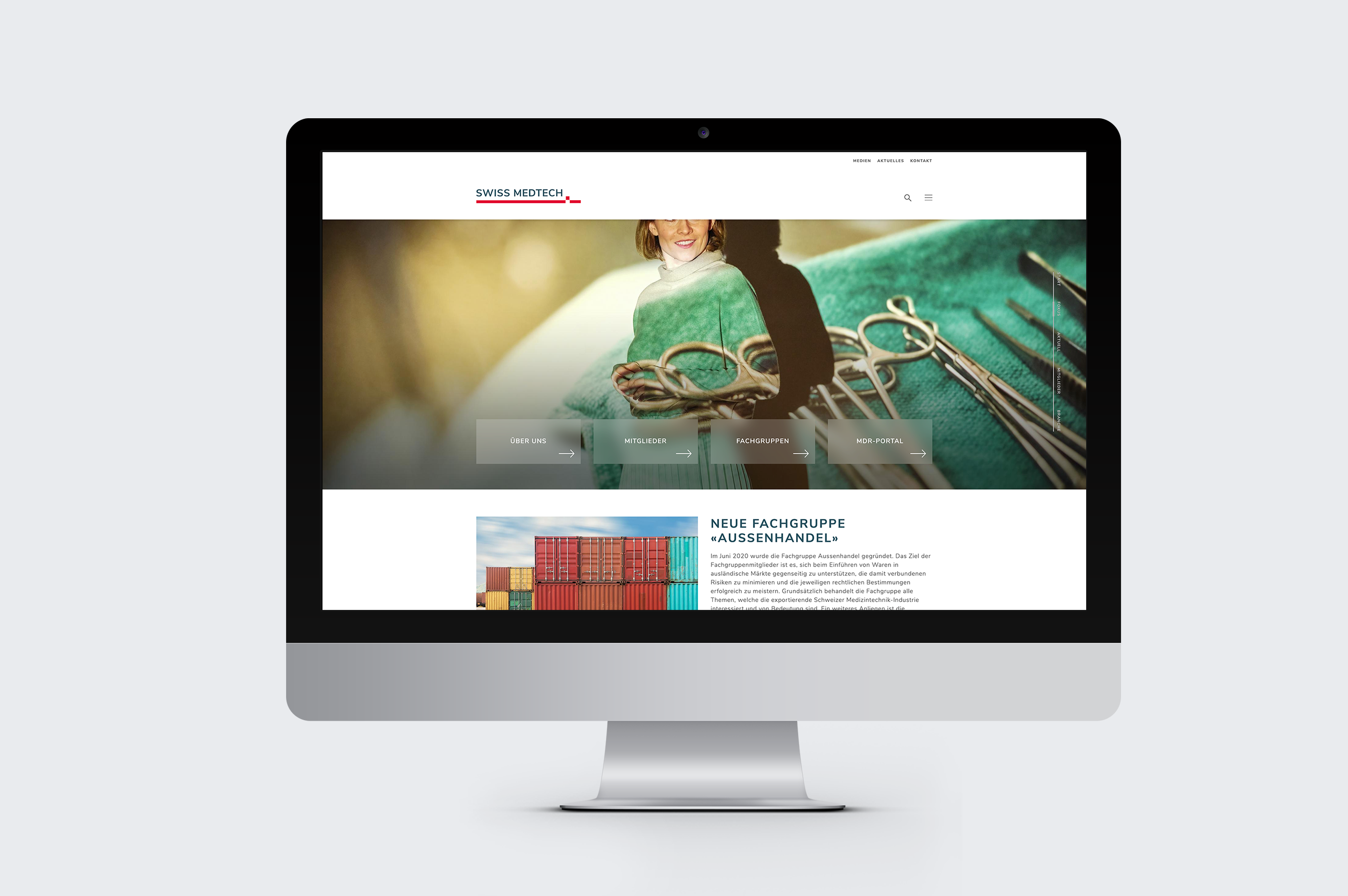 Vorschau der Swissmedtech Website auf Mac