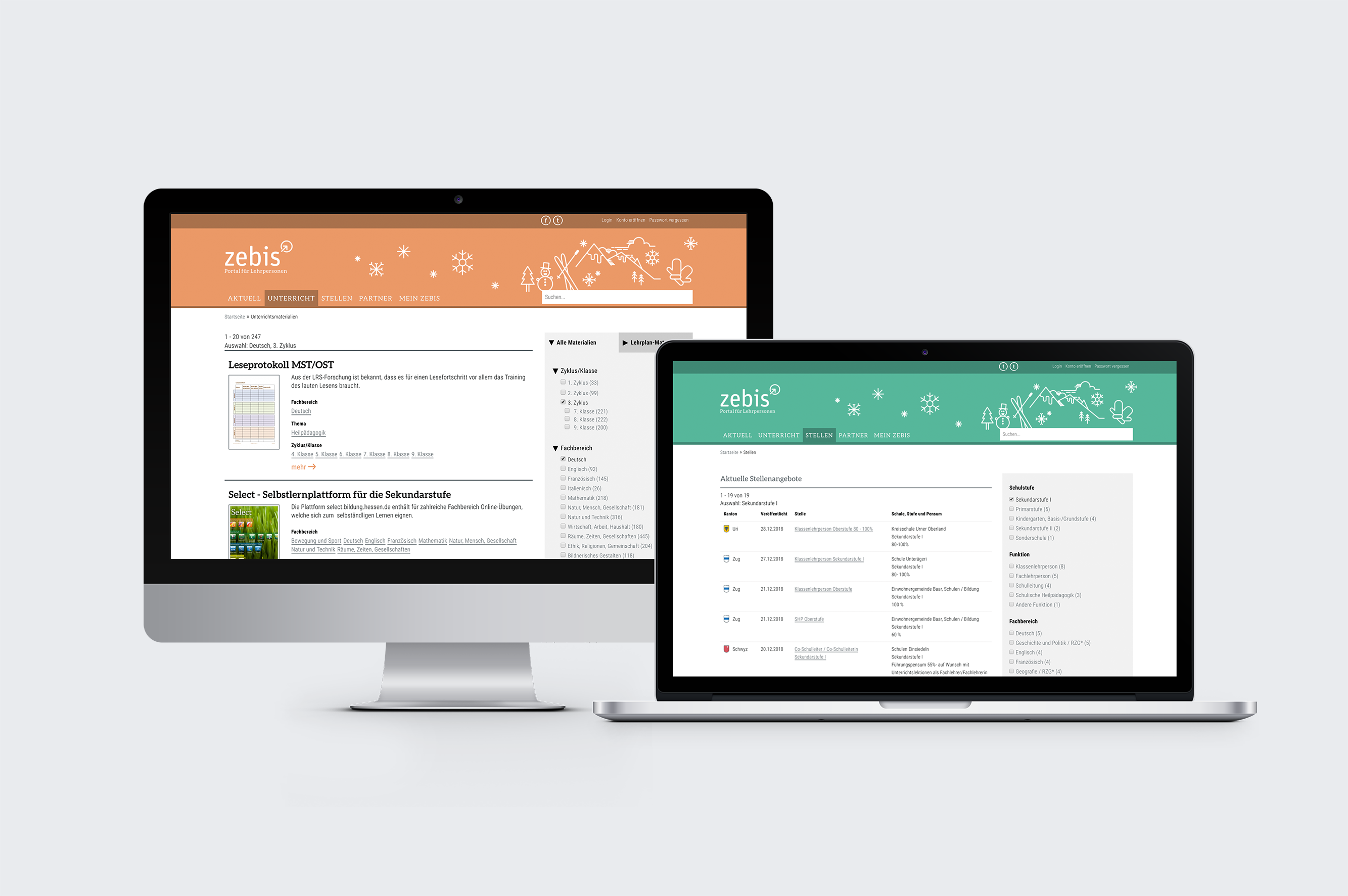 Headerbild Macbook und Imac mit zebis fuer Lehrpersonen