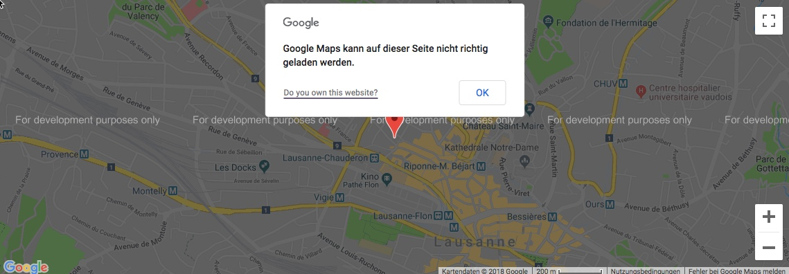 Fehlermeldung von &quot;Google Maps kann auf dieser Seite nicht richtig geladen werden.&quot;