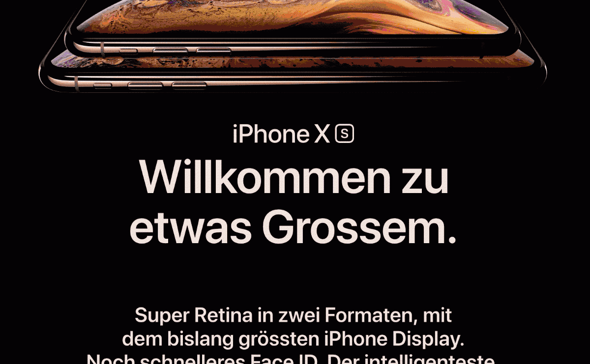 Animation von infinite Scrolling auf der Webseite von Apple